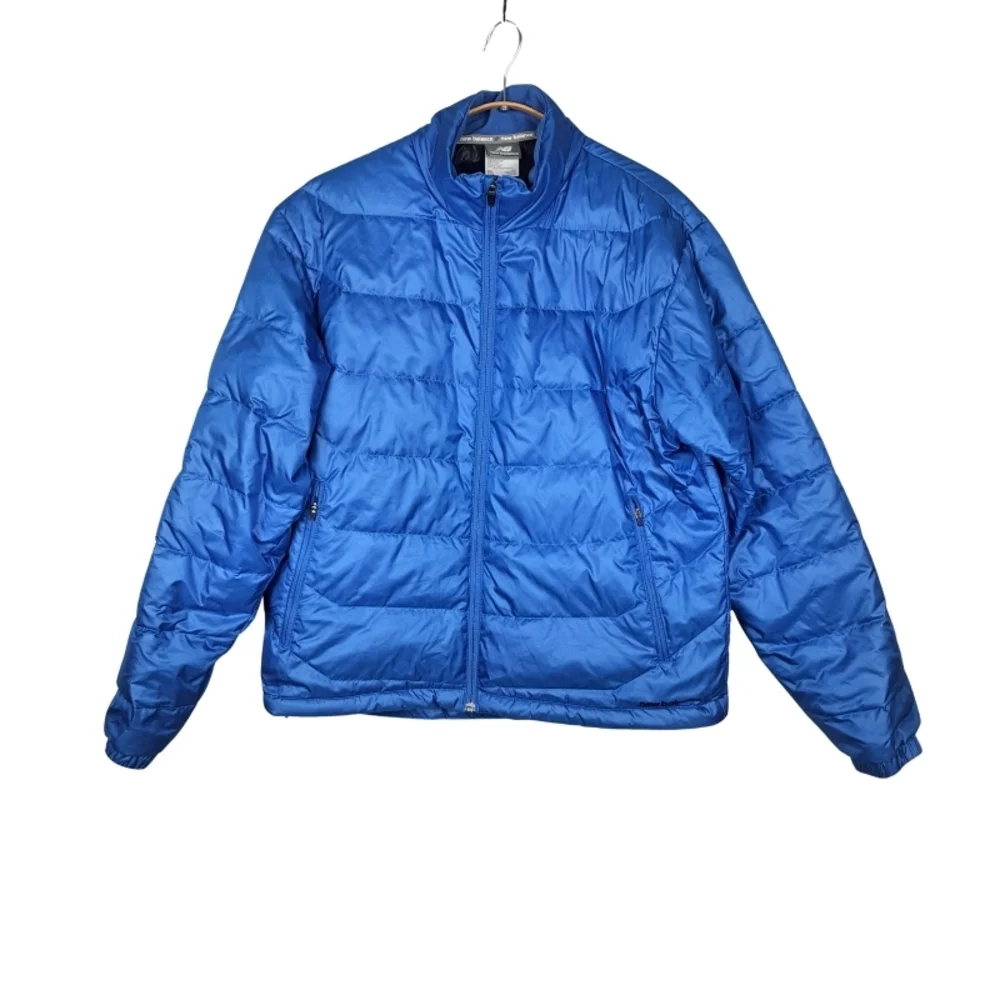New Balance Men's M Down Puffer Jacket Sleek Blue EUC